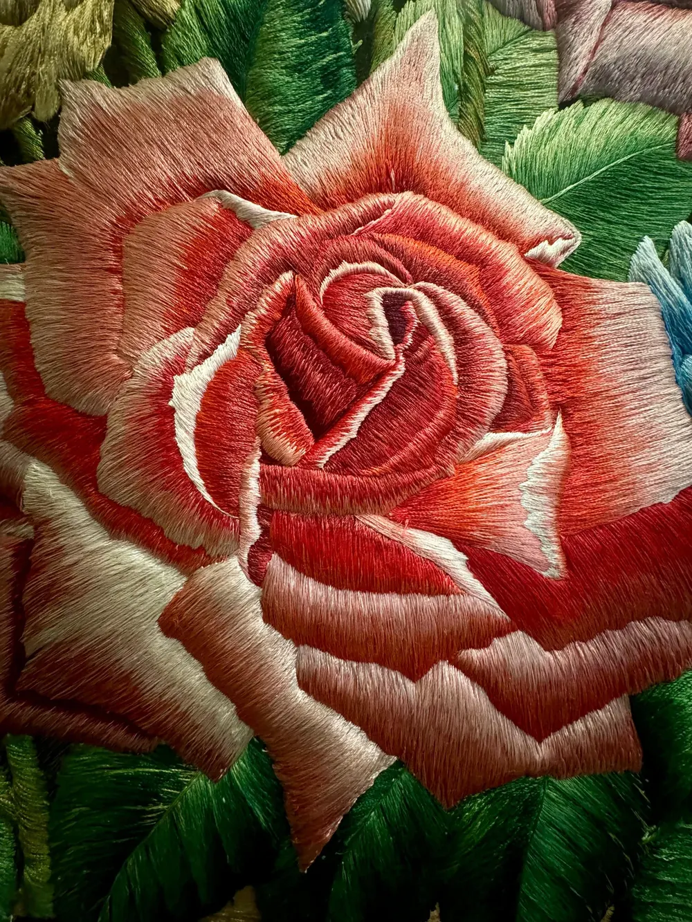 A rose in raised silk
